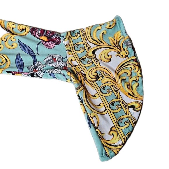 Boston Proper Ornate Scroll Floral D-Ring Gathered Front Flutter Sleeve Blouse - Picture 5 of 11